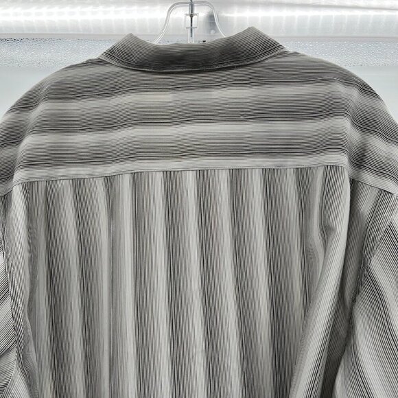 Haggar Men's Striped Button Up Dress Shirt Gray/White Size 2X - Picture 6 of 9